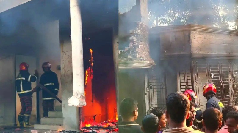 ছাত্রীকে ধর্ষণচেষ্টার অভিযোগে মাদ্রাসায় আগুন, শিক্ষককে পুলিশে সোপর্দ